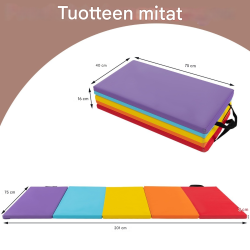 Taitettava värikäs voimistelumatto PU-nahka 200x75 cm