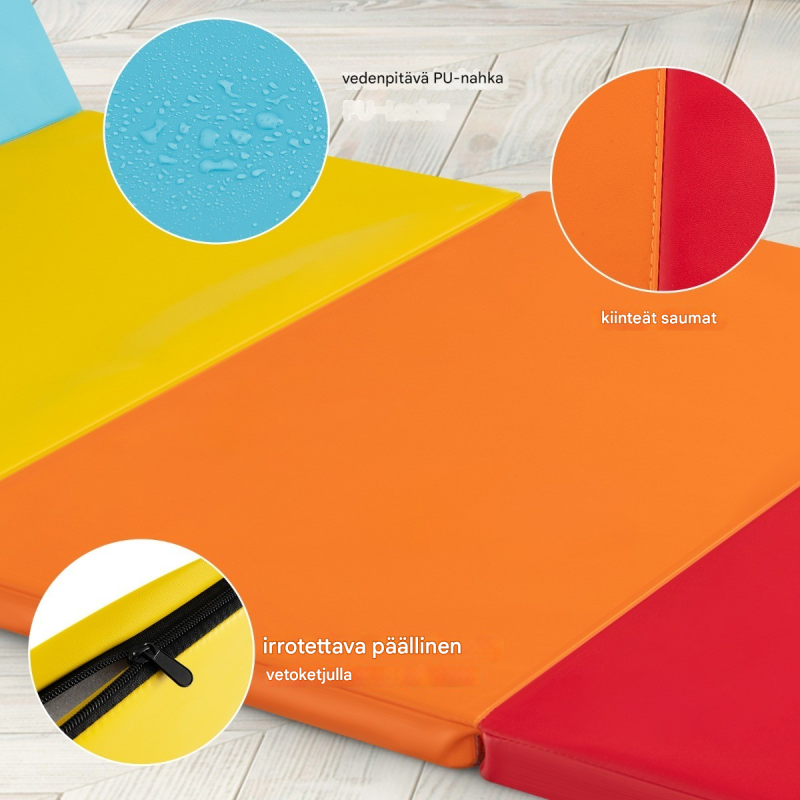 Taitettava värikäs voimistelumatto PU-nahka 200x75 cm