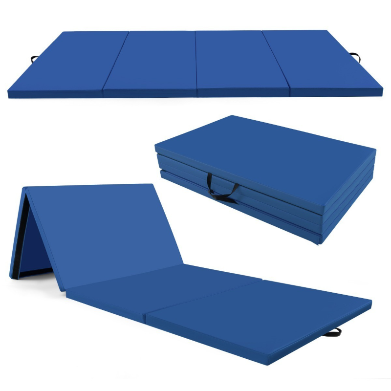 Taitettava sininen voimistelumatto 300x117x5 cm PU-nahka