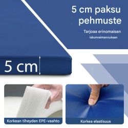 Taitettava sininen voimistelumatto 300x117x5 cm PU-nahka