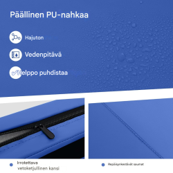 Taitettava sininen voimistelumatto 300x117x5 cm PU-nahka