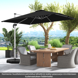 Suuri musta terassivarjo 300x300 cm kääntyvä ja kallistettava