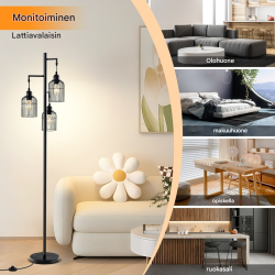 Moderni musta lattiavalaisin kolmella häkkivarjostimella