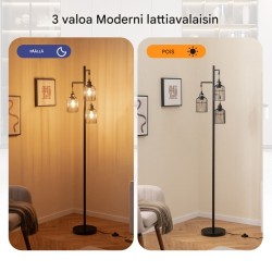 Moderni musta lattiavalaisin kolmella häkkivarjostimella