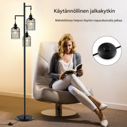 Moderni musta lattiavalaisin kolmella häkkivarjostimella