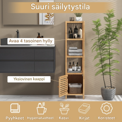 Bambukaappi 4 hyllyä lamelliovella luonnollinen sävy Bambukaappi 4 hyllyä lamelliovella luonnollinen sävy