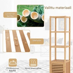 Bambukaappi 4 hyllyä lamelliovella luonnollinen sävy Bambukaappi 4 hyllyä lamelliovella luonnollinen sävy
