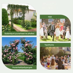 Metallinen puutarhakaari kiipeilykasveille musta 200x52x206 cm