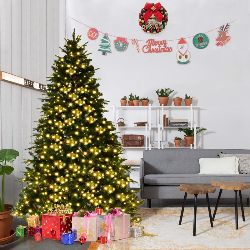 Keinotekoinen joulukuusi LED-valoilla vihreä 210 cm