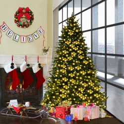 Keinotekoinen joulukuusi LED-valoilla, 225 cm, lämmin valkoinen