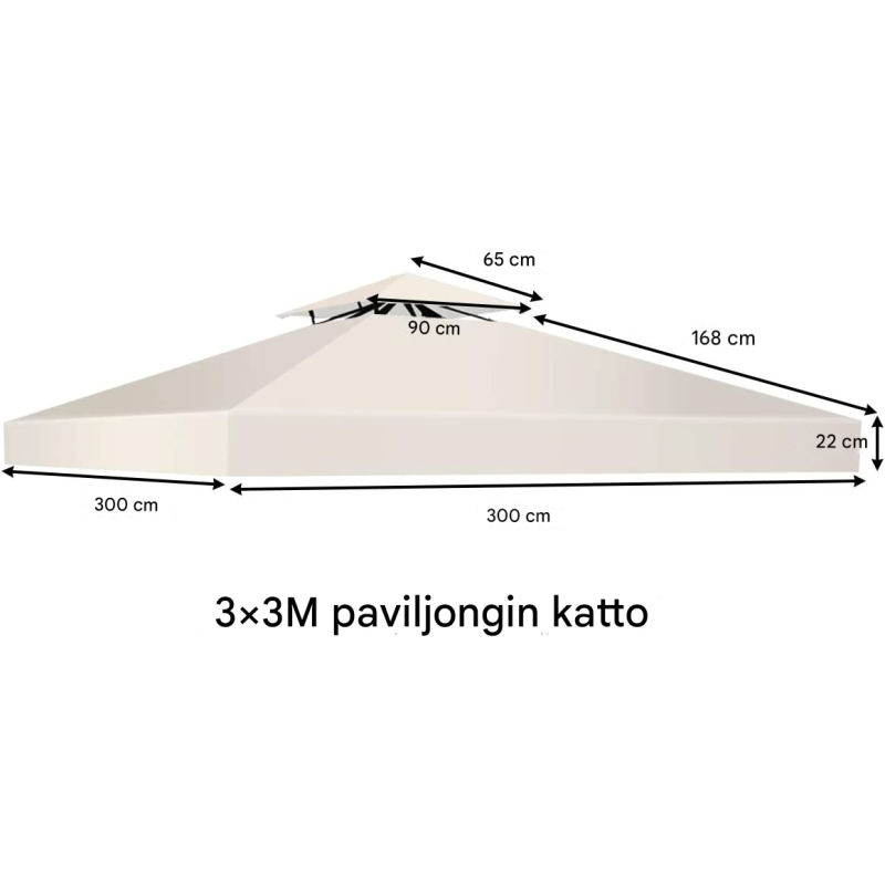 Beige varaosakatos 300x300 cm terassipaviljongille