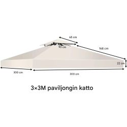 Varaosakatos 300x300 cm paviljonkiin, viininpunainen polyesteri