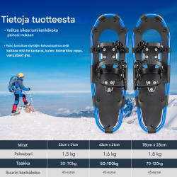 Monipuolinen 4-in-1 lumikenkäsetti aikuisille ja lapsille sininen