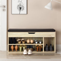 Harmaa monikäyttöinen kenkäpenkki säilytystilalla ja istuinpehmusteella