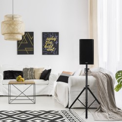 Säädettävä musta kaiutinjalusta 97-183 cm korkeudella