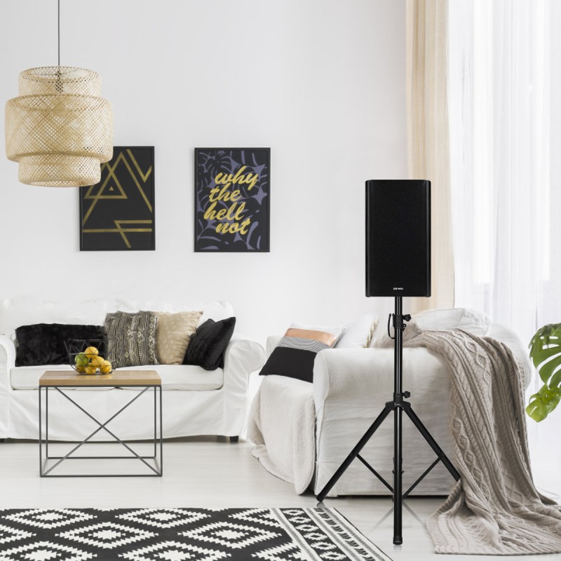 Säädettävä musta kaiutinjalusta 97-183 cm korkeudella