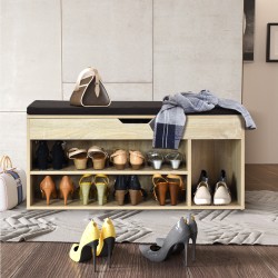 Monikäyttöinen kenkäpenkki säilytystilalla ja istuinpehmusteella