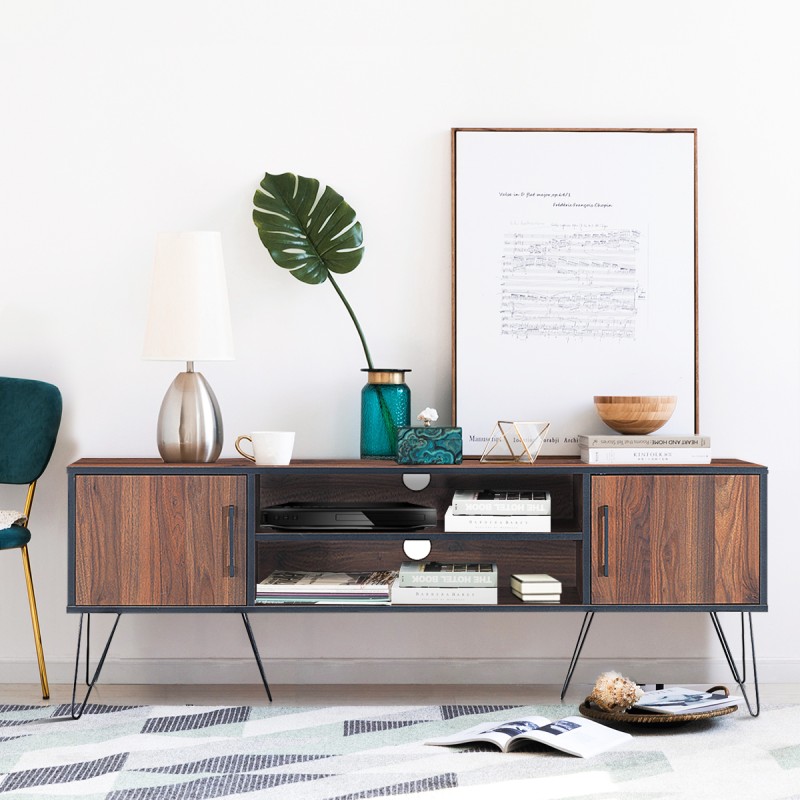 Tv-kaappi ruskea 60 tuumaa säädettävät hyllyt säilytystila