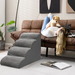 Liukumaton nelitasoinen koiranramppi vaahtomuovista harmaa