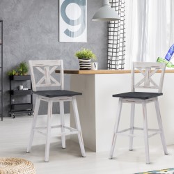 Kääntyvä valkoinen vintage baarijakkara 2 kpl setti