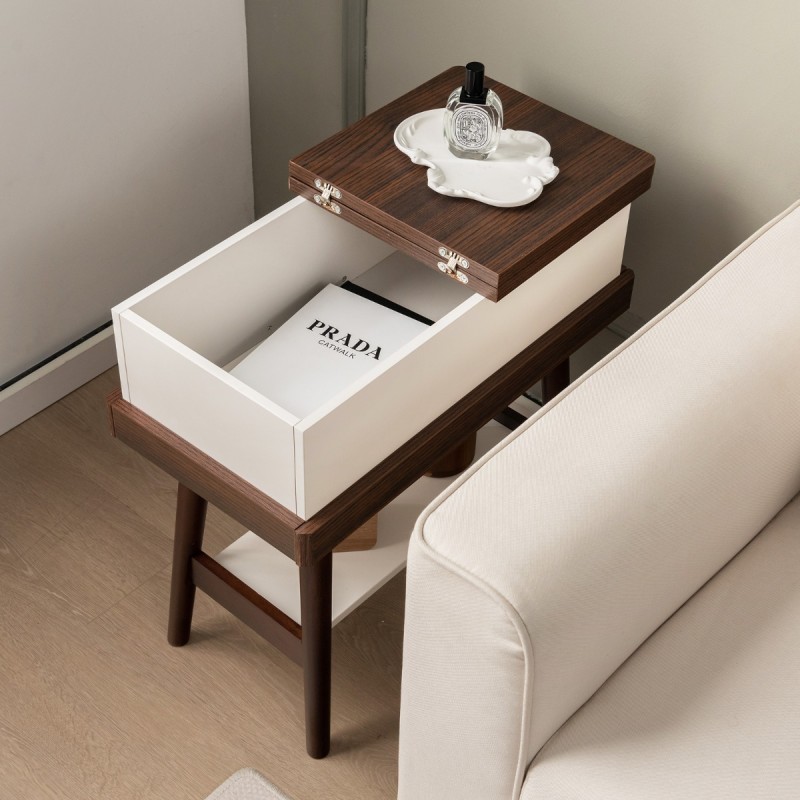 Kokoontaitettava sohvapöytä ruskea piilotettu säilytystila minimalistinen muotoilu