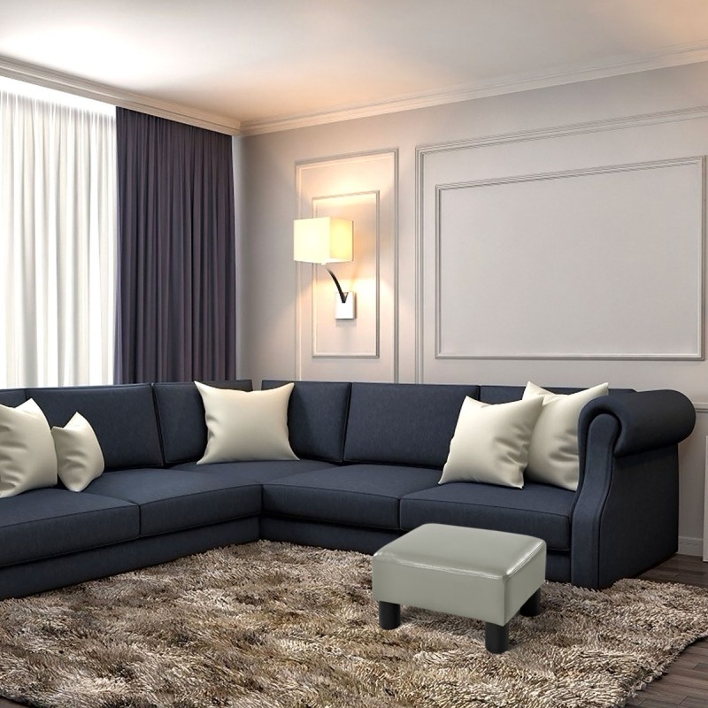 Harmaa monikäyttöinen jalkarahi puusta ja PU-materiaalista