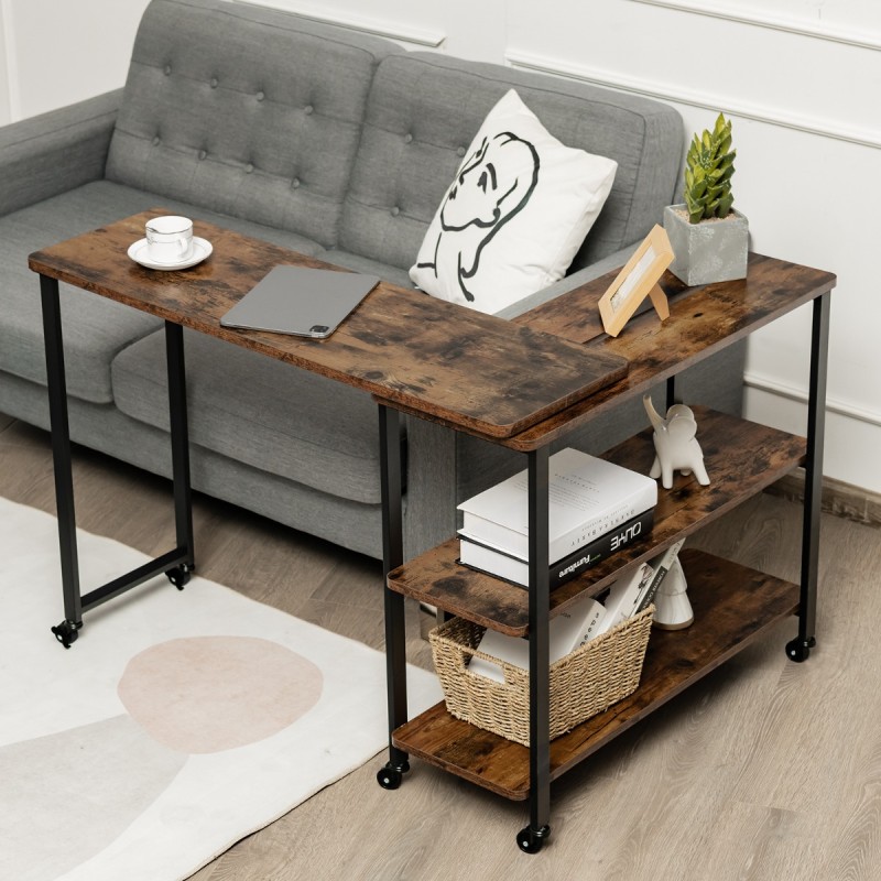 Rustiikkinen monikäyttöinen sivupöytä 360° kääntyvä puu