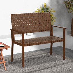 Säänkestävä puutarhapenkki käsinojilla ja selkänojalla ruskea