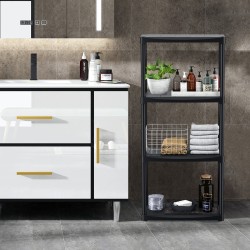 Monikäyttöinen nelitasoinen musta varastohylly autotalliin