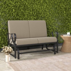 Terassipenkki ruskea metallirunko kaarevat käsinojat pehmeä tyyny