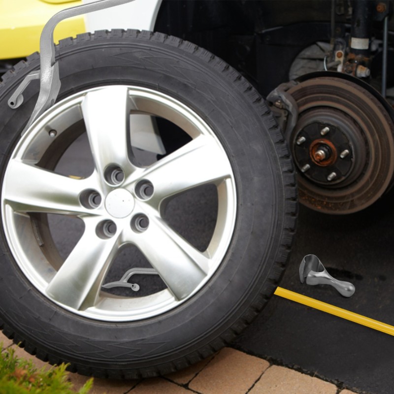 3-osainen keltainen renkaanvaihtotyökalusarja teräsvannepidikkeellä