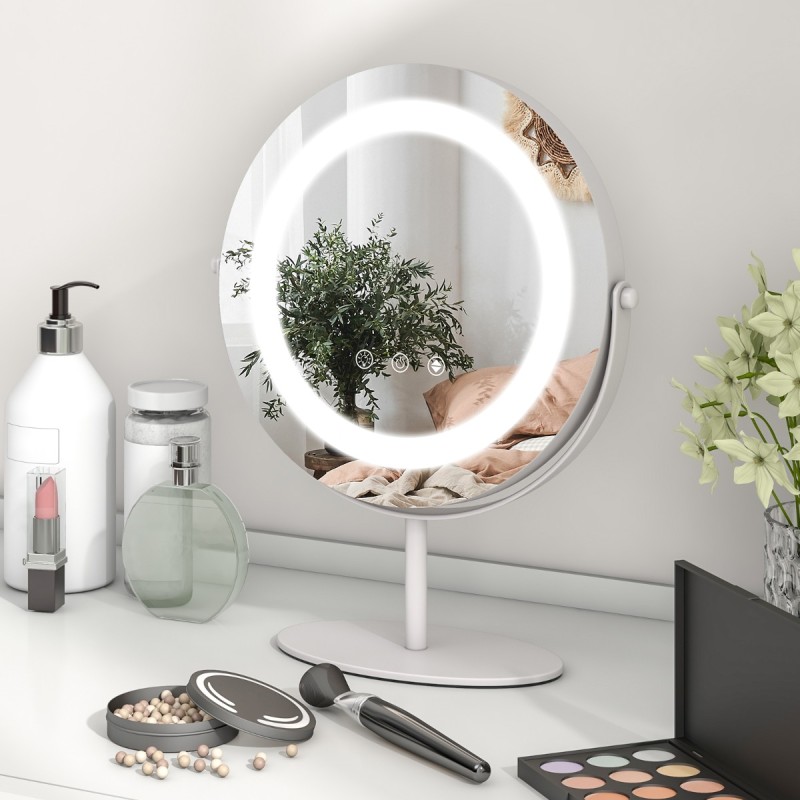 Kosmetiikkapeili 25 cm LED-valaistus valkoinen himmennettävä 3-värinen