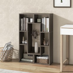 Moderni harmaa geometrinen kirjahylly 7 lokerolla ja kaatumissuojalla Moderni harmaa geometrinen kirjahylly 7 lokerolla ja kaatumissuojalla