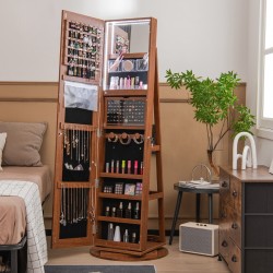 360° kääntyvä korukaappi LED-valoilla ja kokovartalopeilillä