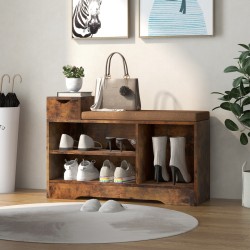 Monikäyttöinen kenkäpenkki säilytystilalla ja istuintyynyllä rustiikkiruskea