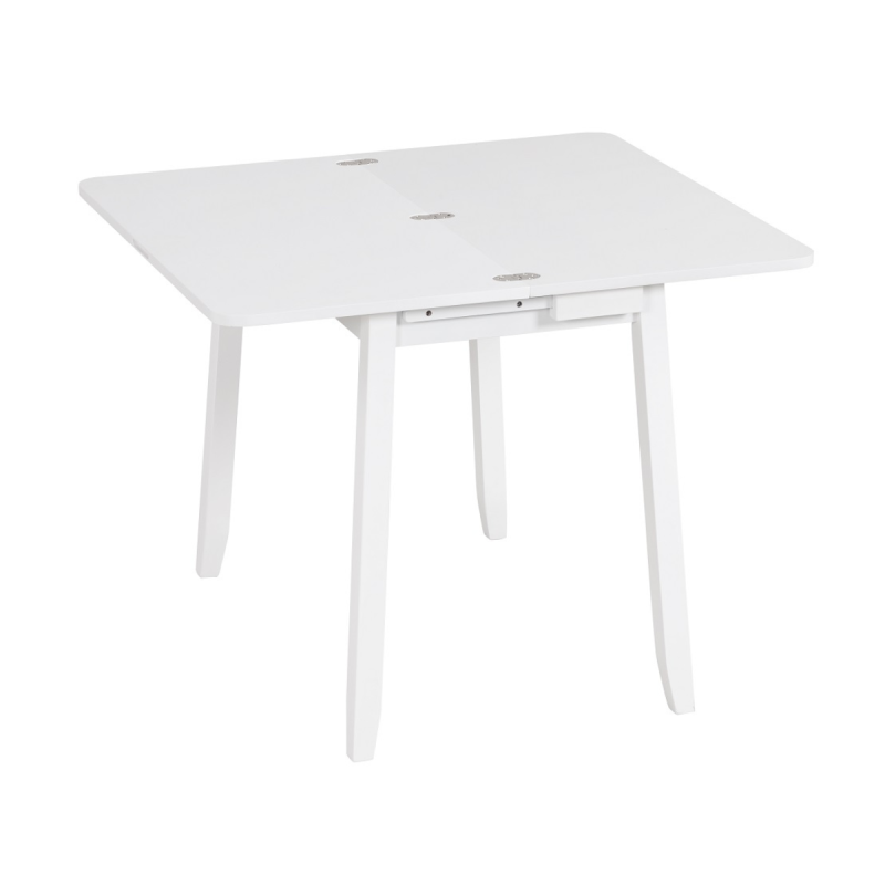 Taitettava valkoinen ruokapöytä piilotetulla säilytystilalla neljälle
