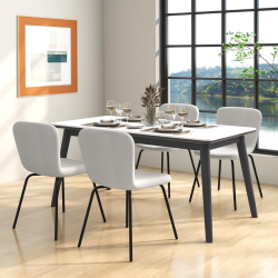 Neljän ruokapöydän tuolin setti beige ergonominen muotoilu