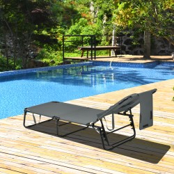 Taitettava harmaa aurinkotuoli kasvotilalla ja säädettävällä selkänojalla