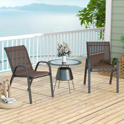 Pinottavat ruskeat puutarhatuolit metallirunko ja hengittävä kangas