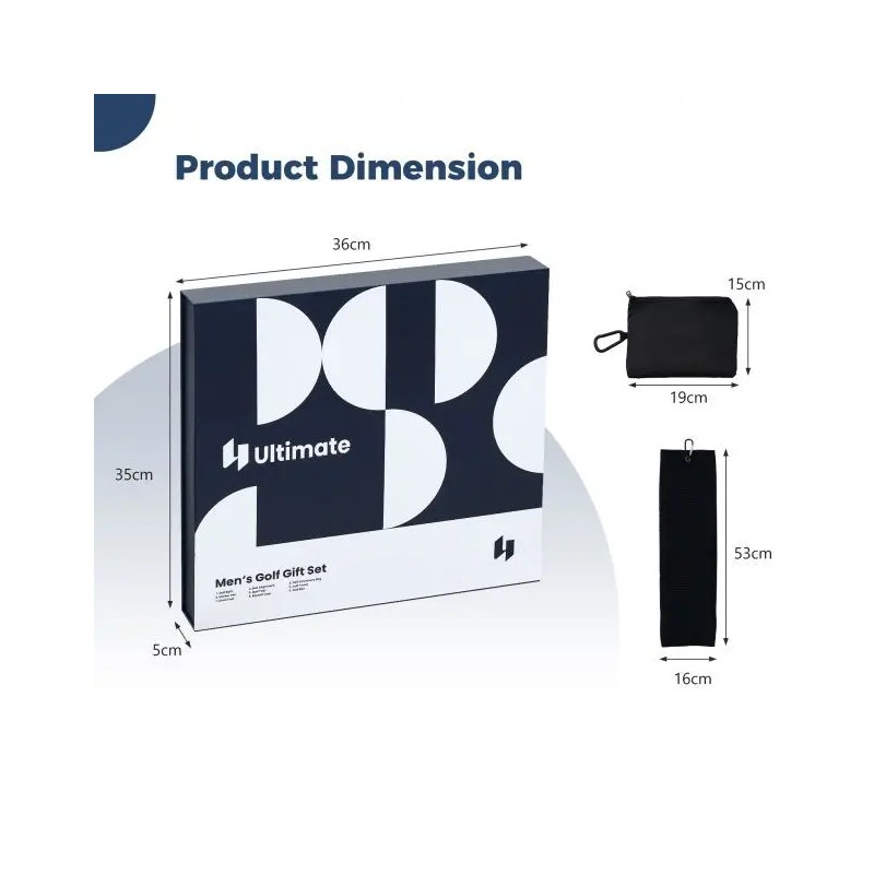 Täydellinen miesten golf-lahjasetti sininen lahjapakkaus