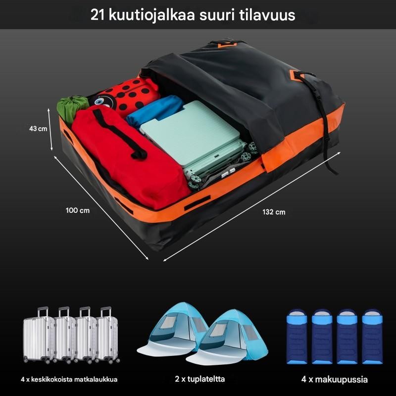Vedenpitävä 560L kattokuljetuslaukku kaikille ajoneuvoille musta