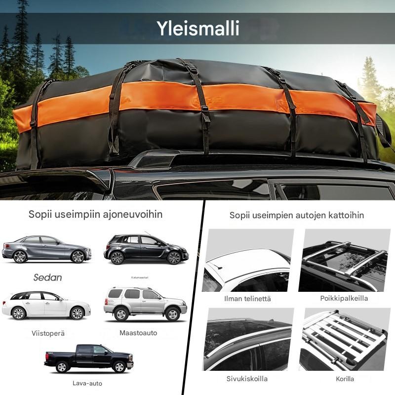 Vedenpitävä 560L kattokuljetuslaukku kaikille ajoneuvoille musta
