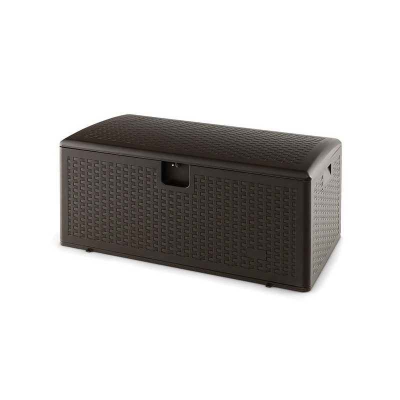 Säänkestävä ruskea terassilaatikko 378L lukittavalla kannella