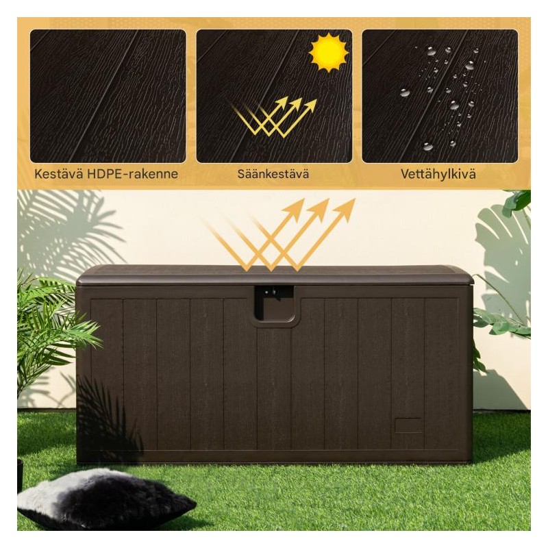 Säänkestävä ruskea puutarhalaatikko 492L lukittavalla kannella