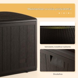 Säänkestävä ruskea puutarhalaatikko 492L lukittavalla kannella