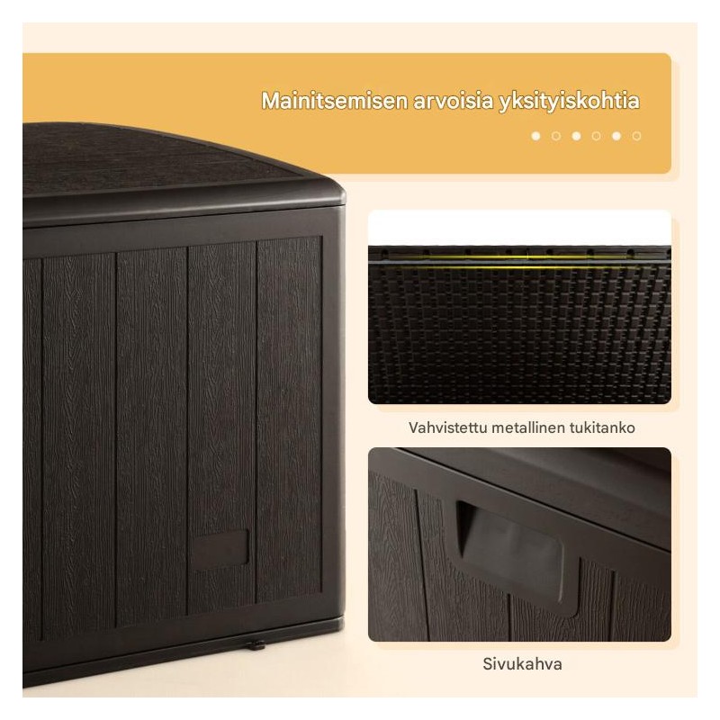 Säänkestävä ruskea puutarhalaatikko 492L lukittavalla kannella