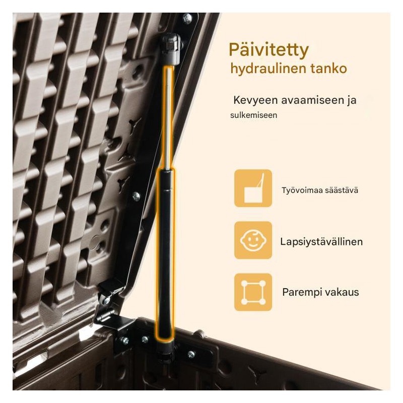 Säänkestävä ruskea puutarhalaatikko 492L lukittavalla kannella