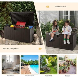 Säänkestävä ruskea puutarhalaatikko 492L lukittavalla kannella