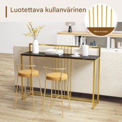 Musta 120 cm pitkä eteispöytä kullatulla reunuksella