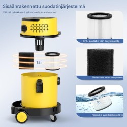 Tehokas 1200W märkä-kuivaimuri 4-in-1 keltainen